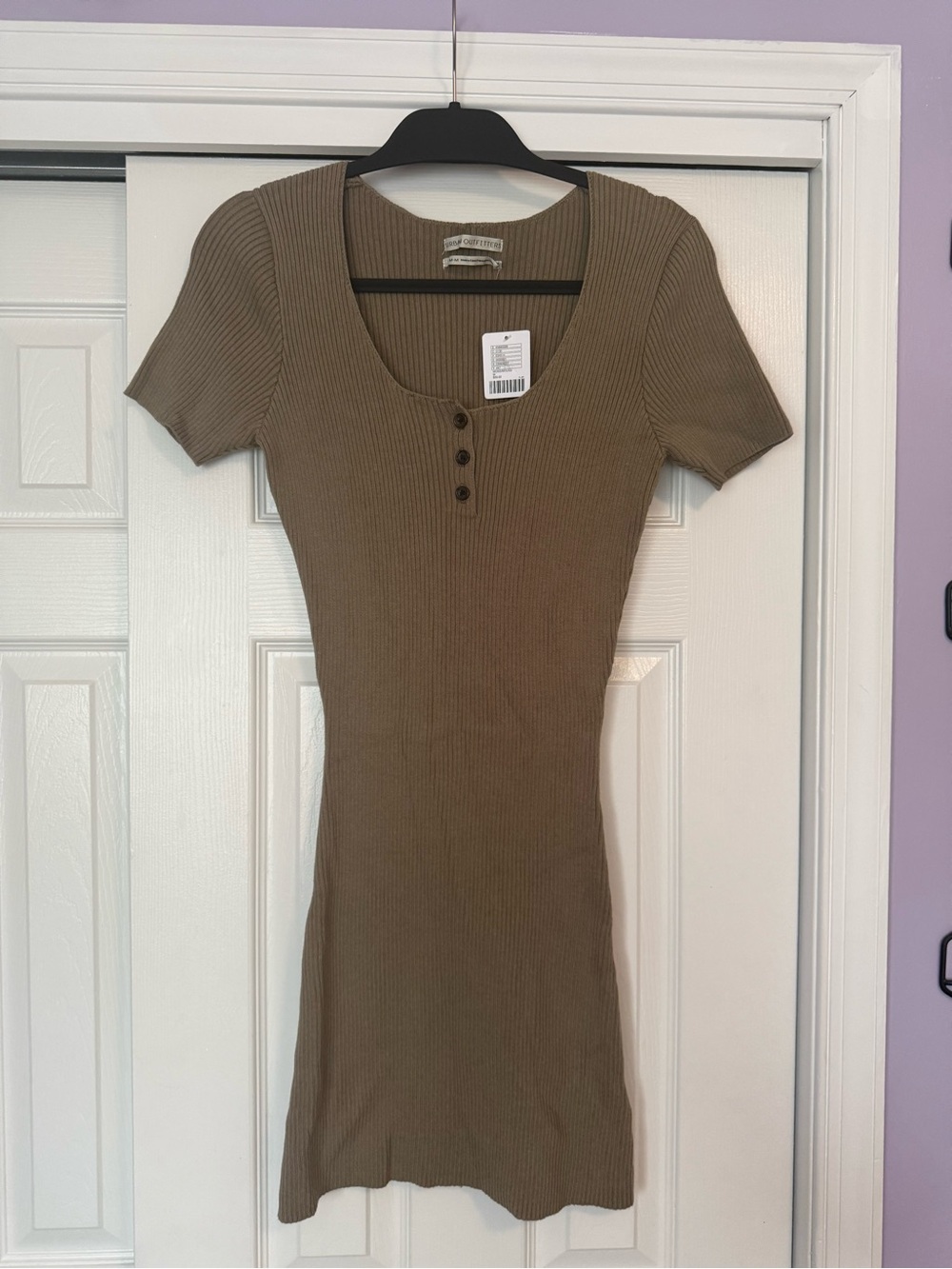 Urban Outfitters Ribbed Button Front Tank Top - Taupe